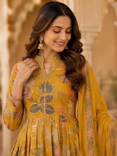 Image of KD Women's Cotton Printed Kurta Set with Pants & Dupatta | Elegant Ethnic Wear for Women | Floral Print |