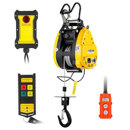 NEWTRY 300KG Polipasto eléctrico 1600W Motor Cabrestante 19M/min Elevación rápida Altura máxima de elevación 30 metros, 2 en 1 mando por cable y mando a distancia para garaje, taller 220V CE