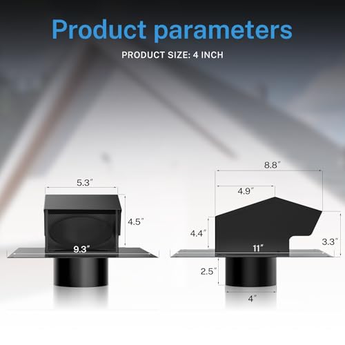 Hon&Guan PM130 Roof Vent Cap - Hon&Guan Roof Vents 4 Inch Galvanized Steel Bathroom 4 Roof Exhaust Vent thumb #6