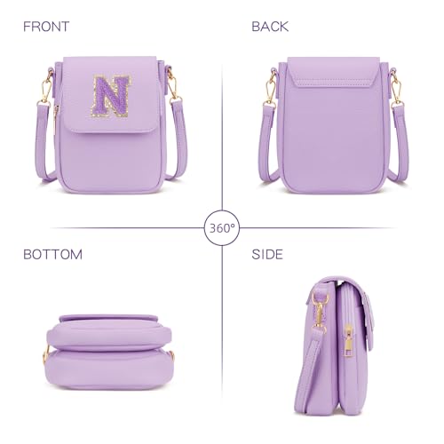 Image of Gift for Girls Small Initial Crossbody Bag for Teens Vegan Leather Cell Phone Kids Purse