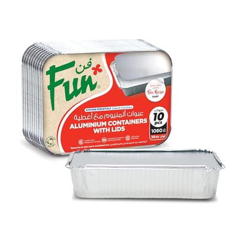Fun Aluminium Containers with Lids 800Cc (Pack of 10) – Leakproof Food Storage Containers, Durable for Meal Prep, Lunch, Takeout & Kitchen Use