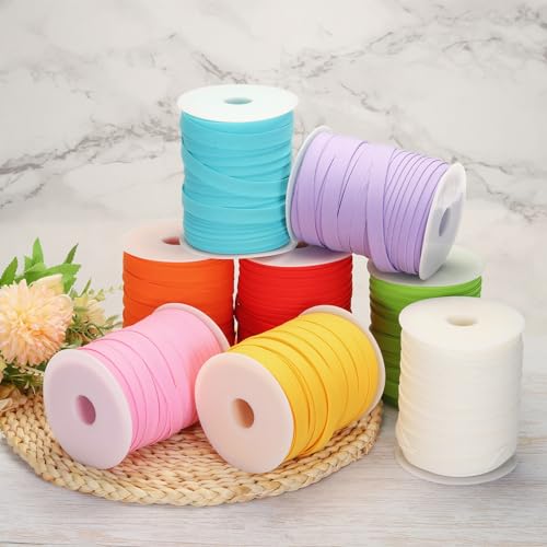 Ruban de biais continu polyester double pli rose rouge 50m - 4