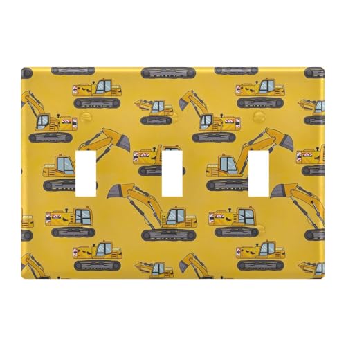 Light Switch Cover Cartoon Excavator Wall Plates for Electrical Outlets 3 Gang 202b5822