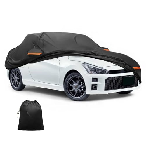 FUELHOOD ダイハツ コペン用 車ボディカバー 自動車カバー 防水生地&5層構造 軽量・女性でも楽々 裏起毛 塗装面保護 運転席ジッパー付き/ドア開閉可能/忘れ物をしても安心 耐強風 防風ロープ/収納袋付き 日焼け/梅雨対策 車中泊 仮眠 暑さ対策 UVカット 内装パーツ アクセサリー