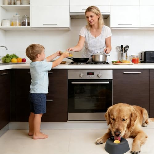 BommFu Lecknapf - Interaktiver Langsamfütterer Napf - Mit Spielball Bereicherung Für Hunde Mentalstimulation,Für große, mittlere, kleine Rassen, Welpen, Senioren und Post-OP