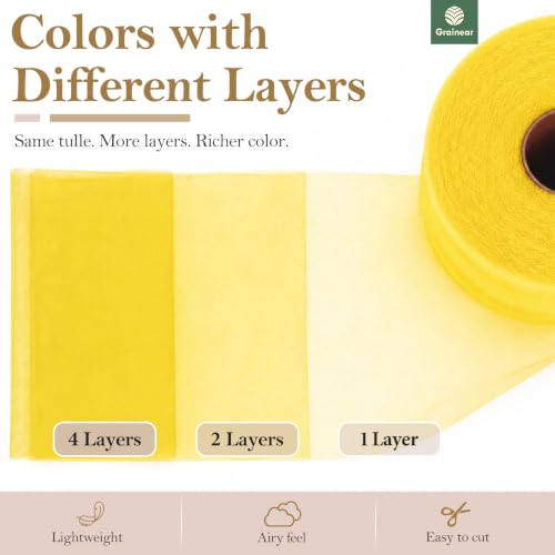 Image of Empire Yellow Tulle Fabric Roll 6 Inch x 100 Yards Tulle Ribbon