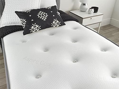 Aspire Beds Quad Comfort Eco Fillings & AC Aspire-Cool Touch Crystal Ortho Luxury Tufted Sleep Surface Hybrid Bonnell Sprung Premium Mattress, Grey Border, 3ft Single (3ft x 6ft3)