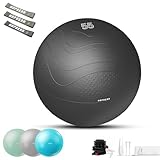 HAPBEAR Gymnastikball & Sitzball (55/65/75 cm) – Anti-Burst, rutschfest Mit Massage-Noppen, Extra Dickes PVC, Bis 200 Kg – Komplettset Mit Fußpumpe & 3 Widerstandsbändern für Fitness, Büro & Yoga