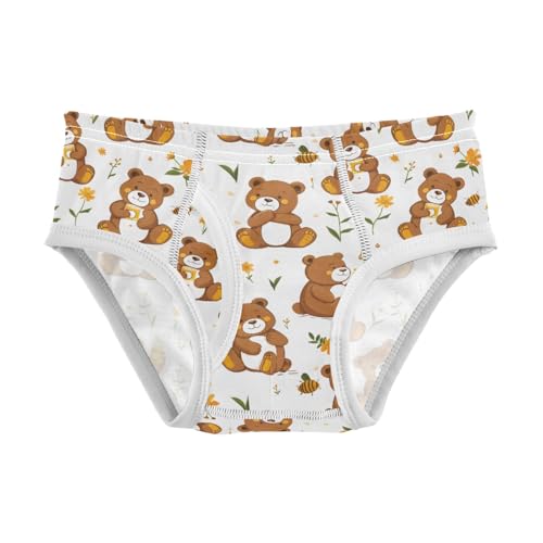 Cute Teddy Bear Flower Boys' Underwear 100% Cotton Boys' Briefs Soft Toddler Underwear