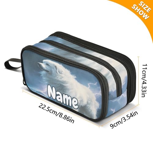 Image of Custom Great Pyrenees Dog Pencil Case Box Boys Girls Personalized Name Large Pencil Pouch Stationery Pen Bag Organizer for Kids Adults School Office