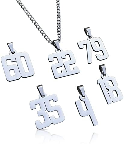 Elite Athletic Gear 00-99 Custom Number Pendant With Chain Necklace - Stainless Steel (22)