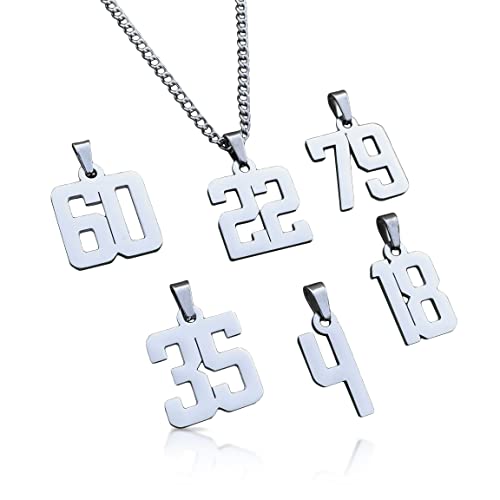 Elite Athletic Gear 00-99 Custom Number Pendant With Chain Necklace - Stainless Steel (22) #TOP10