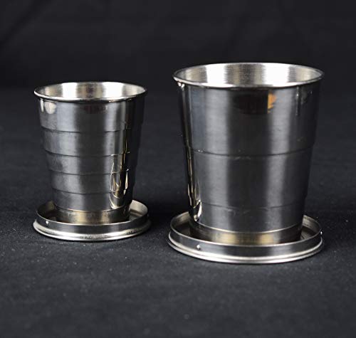 Acecamp Stainless Steel Collapsible Cup With Protective Cap, Portable Outdoor Travel Camping Folding Cup, Small Metal Expandable Cup, Pocket Size (2Oz). #TOP4