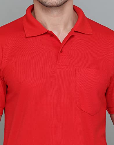 Image of INKKR Men's Polo Neck Half Sleeve Cotton Blend Regular Fit T-Shirt With Pocket