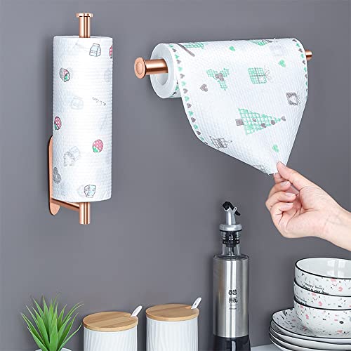 Mgahyi Paper Towel Holder Under Cabinet, Self-Adhesive Or Screws, Paper Towel Roll Rack For Kitchen, Bathroom, 304 Stainless Steelpaper Towel Holder (Rectangle-Rose Gold) #TOP3