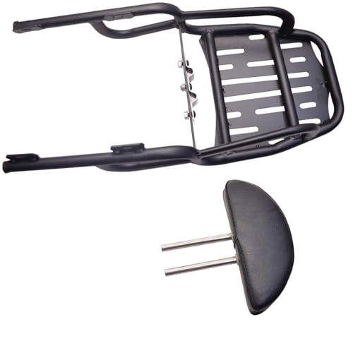 Image of Adjustable Cushion Backrest with Luggage Carrier with Heavy Weight Load Support Heavy Side Stand Extender (RE Meteor 350)