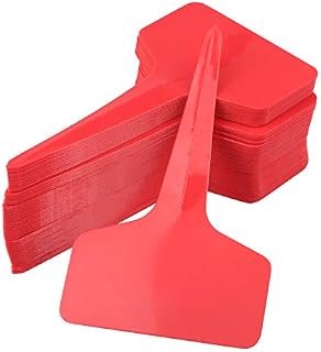 KINGLAKE Plant Labels for Outdoor Plants, 100Pcs Plant Markers & Labels Coloured Plastic Garden Plant Tags for Seed, Herb, Seedling, Vegetables, Flower, Potted Plant, T-Type, 6x10cm