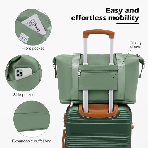 Image of LONG VACATION Luggage Sets with Spinner Wheels, Carry on Suitcase 3 Piece