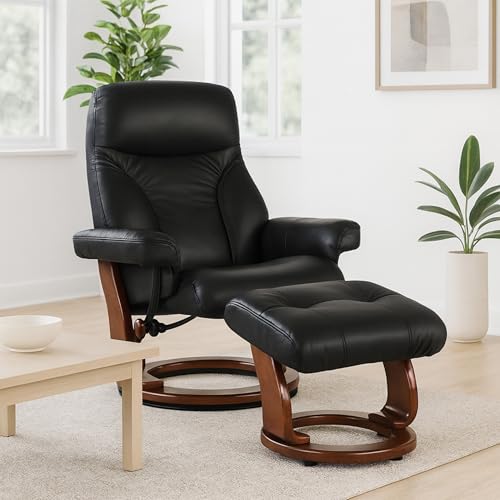 Sillón Giratorio Negro Piel Plegable miniatura 2