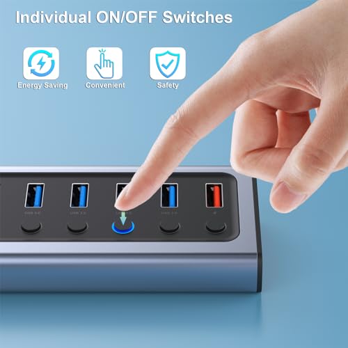 Hub USB de 8 puertos BENFEI con interruptores individuales para carga y datos rápidos 6