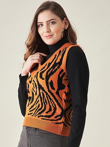 Image of Modeve Printed V Neck Sleeveless Sweater for Women||Winterwear||