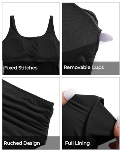 Tempt Me Women Two Piece Tankini Swimsuits - Crop Swim Top with High Waisted Bottom Tummy Control Bathing Suits Swimwear3