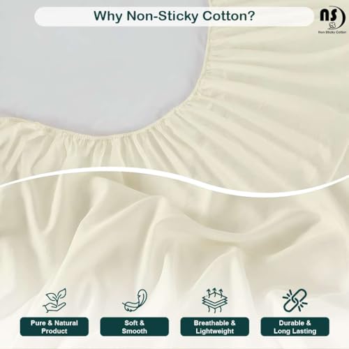 Image of NON Sticky cotton Premium 4 Piece Egyptian Cotton Fitted Full XL Sheet Set, Hotel Quality Soft Breathable Bedding Sheets, 15 inch Deep Pocket, 54 inch X 80 inch, Ivory Solid