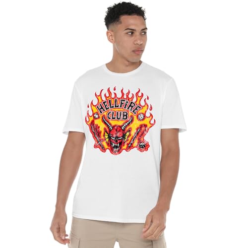 T-shirt Stranger Things Hellfire Club blanc unisexe en coton pour look geek et serie tv