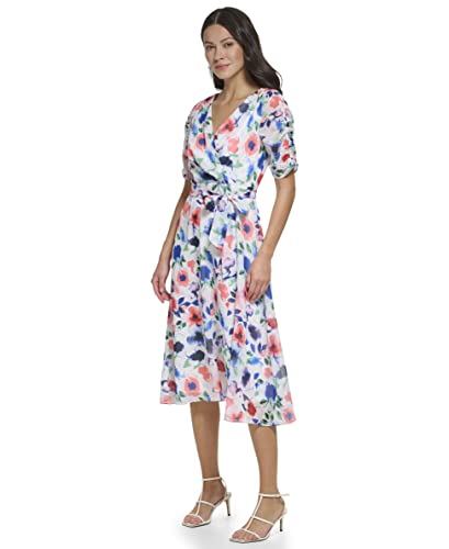 Image of DKNY womens 3 /4th Sleeve Faux Wrap Dress