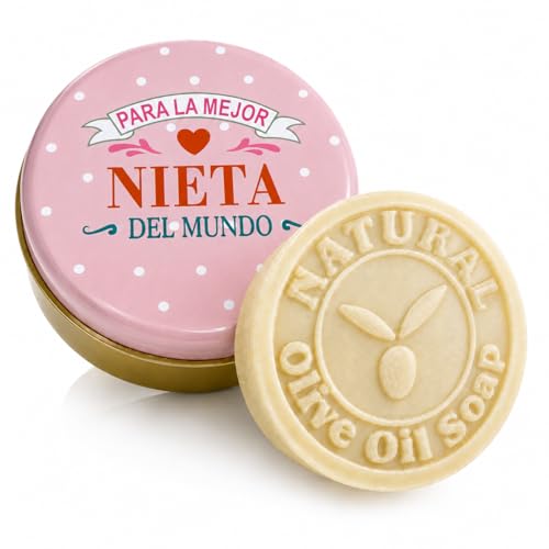 TIENDA EURASIA – Jabón Natural Artesano de Aceite de Oliva en Lata Decorativa | 100 g | Pastilla para Rostro, Manos y Cuerpo | Sin Parabenos (Nieta)