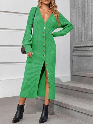 Image of Saodimallsu Womens Long Duster Cardigans Button Down Maxi Sweater Dress