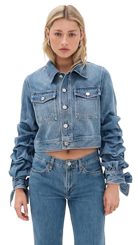 alice + olivia Women's Tiff Denim Jacket with Bow Sleeve