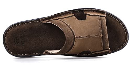 Tiestra Mens Leather Slide Sandals Comfortable Lightweight Summer Casual Beach Slides For Men Indoor & Outdoor Slip On Sandals Brown Eu43 Us10 thumb #1