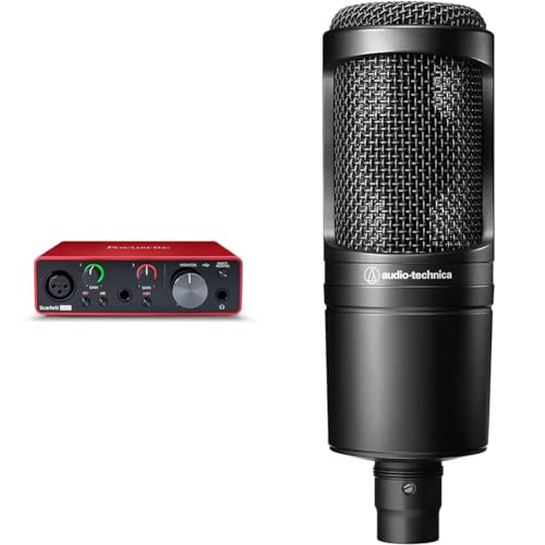 Focusrite MOSC0024 Scarlett Solo 3rd GenInterfaccia audio USB da 2 ingressi e 2 uscite, Chitarra/Basso & Audio-Technica AT2020, Microfono Professionale da Studio Cardioide a Condensatore