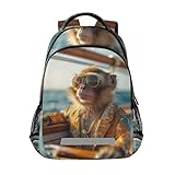 ALAZA Mochila infantil, escola, meninas, meninos, mochila infantil, macaco, cruzeiro, estudante, viagem, adolescente, mochila