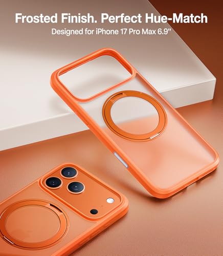 Image of TORRAS Upgraded 360 Magnetic Stand for iPhone 17 Pro Max Case Neon Orange