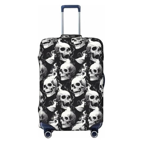 Black And White Multiple Skulls Elastic Travel Luggage Covers Dustproof Scratch-Resistant Suitcase Protector Fit 22-24 Inch