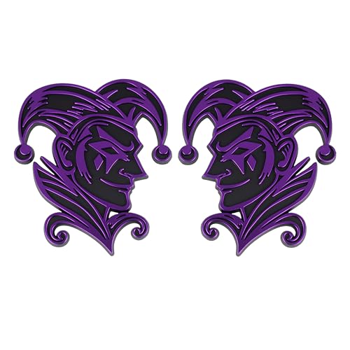 Image of Joker Emblem 3D Jester Badge - Custom Car Decal Sticker for Car, Truck, SUV - Durable Exterior Trunk, Hood, Fender (Set of 2) (Purple)