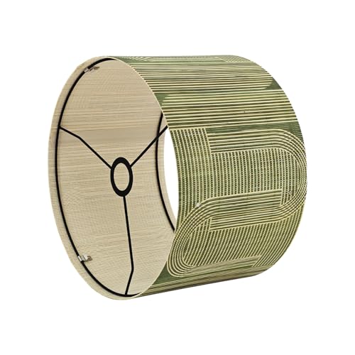 Image of Pendant Lamp Shade, Translucent Bamboo Made, 13.8x9 Inch, Modern Minimalist Style for Living Room, Bedroom (Green Pattern A)
