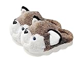 Plantilla de espuma de memoria: las zapatillas de perro de animales están hechas con forro de felpa y plantillas de espuma de memoria para proporcionar amortiguación y soporte para tus pies para que camines cómodamente.