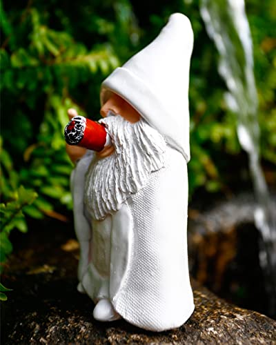 Estefanlo Garden Gnome Statue 5.9Inch Naughty Smoking Wizard Gnome Funny Lawn Resin Figurine Outdoor Statue For Lawn Yard Balcony Porch Patio Home Ornaments Garden Decoration #TOP5
