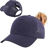 Baynetin Damen Baseballkappe Pferdeschwanz | Atmungsaktiv Mesh Baseballmütze, Leicht & Schnelltrocknend | Verstellbar Basecap für Laufen, Golf & Outdoor (Marineblau)