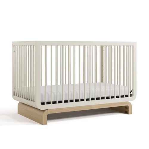 STORKCRAFT Santorini Convertible Crib with Toddler Guardrail (Frosted Oat &