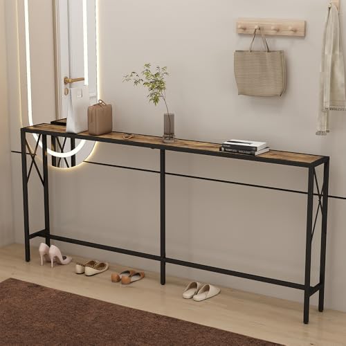 Vicco Konsolentisch Lima, Eiche rustikal, 174 x 77 cm, mit offenem Ablagefach zur Nutzung als Arbeits- oder Schminktisch