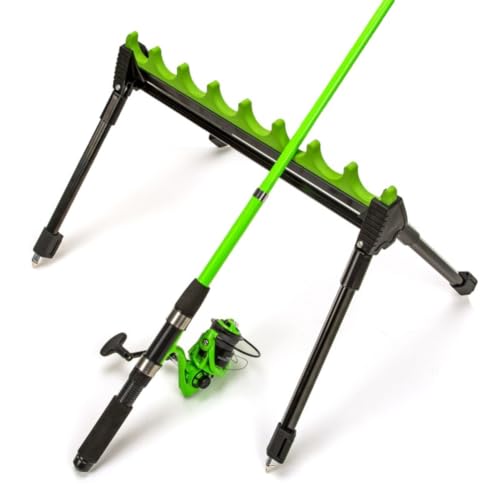 Evenoonest Telescopic Fishing Rod Holder, 4 Leg 8 Rig Roost Kit