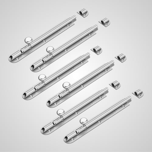 Image of LAPO 6 Pack Heavy Duty Stainless Steel Tower Bolt 8 Inch,Tower Bolt for Main Door and Bathroom, Kundi Door Latch for Bedroom, Chitakni, Tower Bolt for Home,Offices Doors,Window (Matt Finish,Pack of 6)