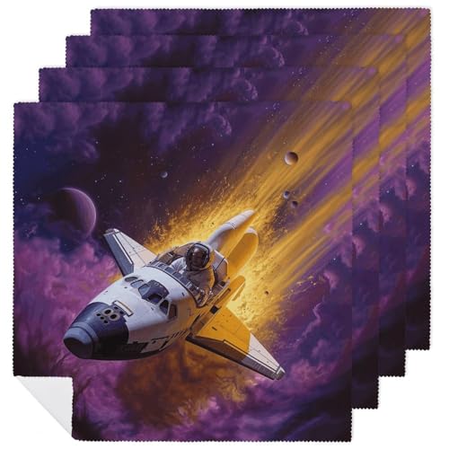 Servilletas de Tela Reutilizables con Estampado Cohete Espacial miniatura 1