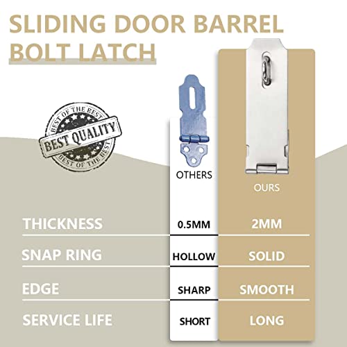 Sanato 4 Pcs Padlock Hasp Latch Locks 3 Inch 304 Stainless Steel Door Lock Hasp Latch Hasp For Door Shed Gate Cabinet With Screw Brushed Nickel #TOP3