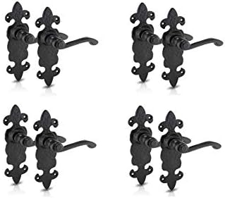 XFORT Black Antique Fleur De LYS Latch Handle, Internal Door Handles Sets with Rustic Design, Door Handles, Door Handles Internal, Door Furniture Internal, Door Handle Set, Indoor Handles, 4 Pack
