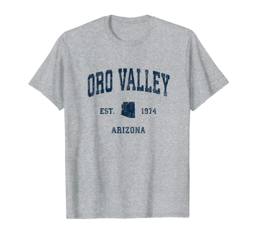 Oro Valley Arizona AZ Vintage Athletic Navy Deportes Diseño Camiseta